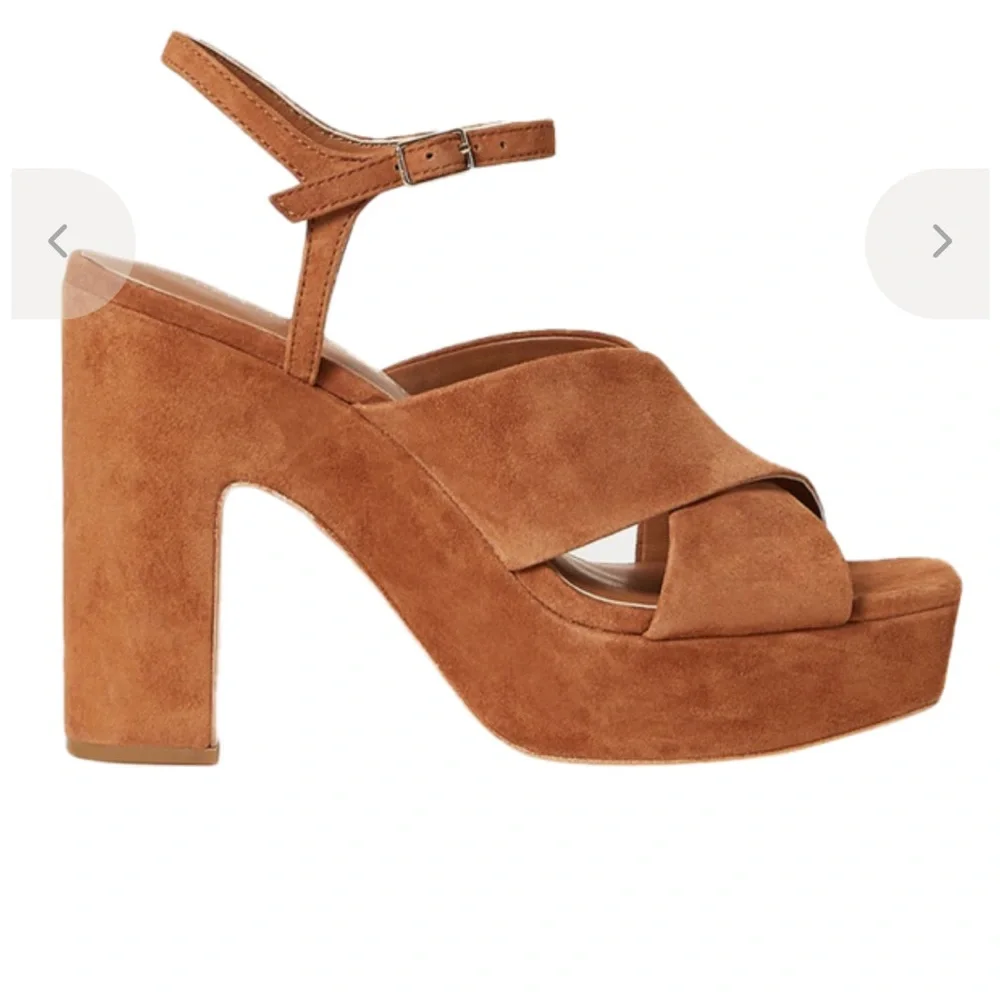 Loeffler Randall Brown Suede Platform Sandals with Ankle Strap - Picture 3 of 6